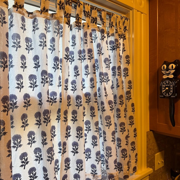 Blue - Tie & Dye Cotton Shibori Curtain for Window (Set of 2) 37