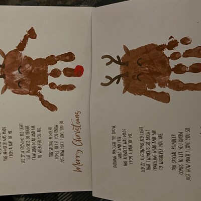 Reindeer Christmas Poem Handprint Footprint / Xmas Art Craft Baby Toddler Hand Foot / DIY ...