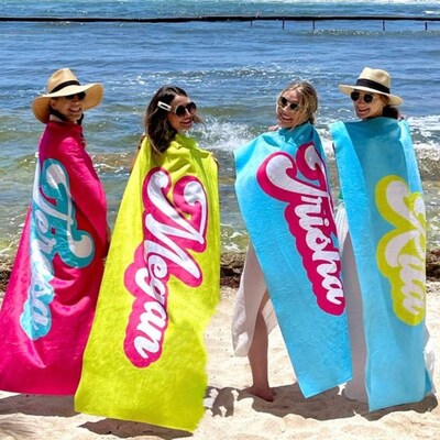 Personalized Kids Beach Towel Custom Fun Beach Designs Initial Name Pool Towel Gift for Girls ...