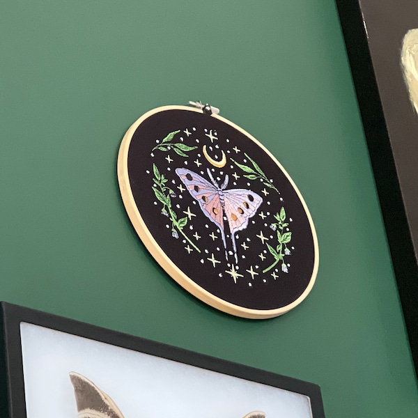 Moon Moth Embroidered Art - Etsy