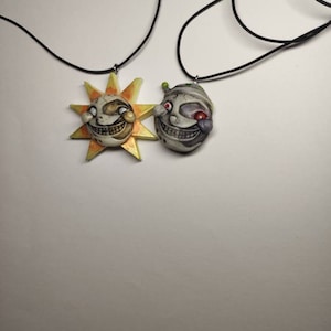 Sun and Moon FNAF Inspired Five Nights at Freddy Fazbear Pizza Pendants  Necklace Keychain Earrings Gregory Roxy Chica Monty Videogame Nerd 