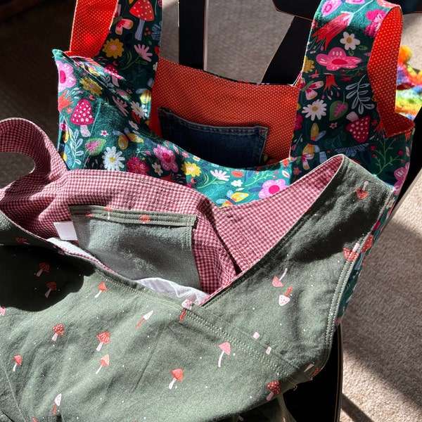 Grocery Bag Sewing Pattern PDF: Reversible Market Tote in Three Sizes ...