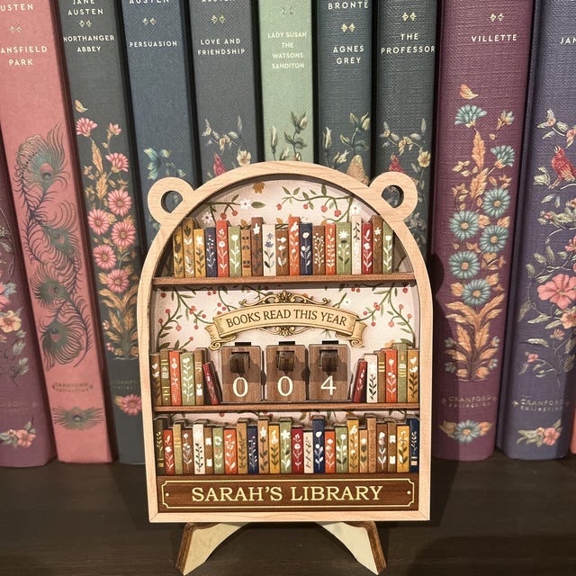 Boekenbord, decoratieve vintage houten display leestracker