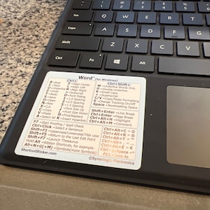 Word for Windows Pc/laptop Cheat Sheet Reference Guide Shortcut Sticker ...