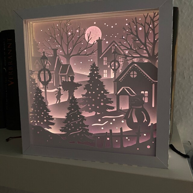 Christmas Snowman Shadow Box SVG: 3D Paper Cutting Template