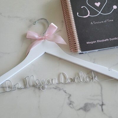 Custom Doctor's Coat Hanger - Personalized Wood Hanger For White Coat Ceremony, PhD Graduation Gift
