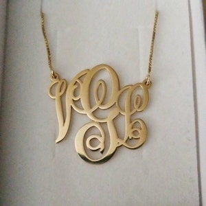 Gold Monogram Necklace Initial Necklace 