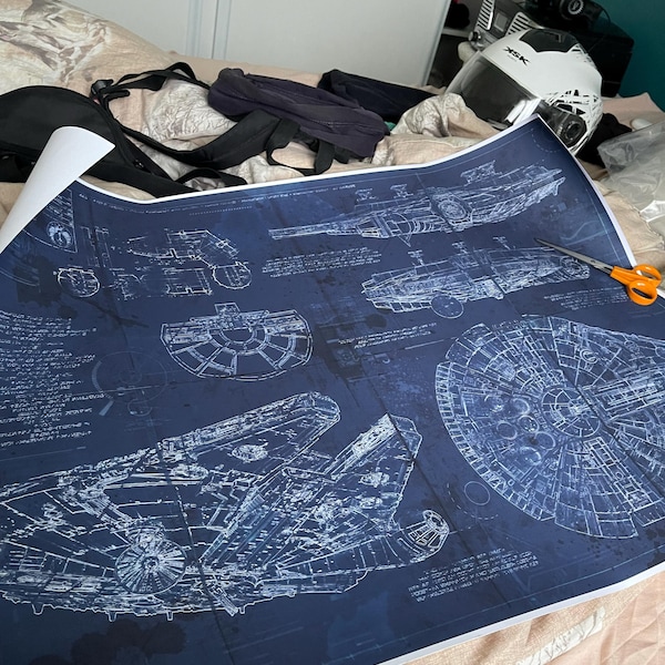 Millennium Falcon Star Wars Poster Blueprint Version 2 (A2 = 420mm*594 ...