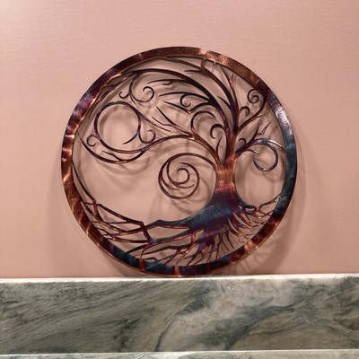 Enchanting Starry Night Tree of Life Metal Wall Art Modern Nature and