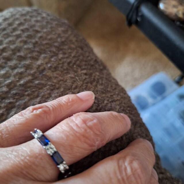 Bague éternité Saphir Bleu - Saphirs Ronds 3mm Sur Argent 925 - Taille 7 (ajustable) - Naturelle