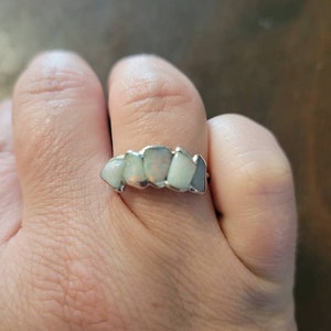 Customer photo from Sally, New Raw Aquamarine Stud Earrings