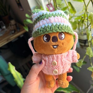Stray Kids Skzoo Han Quokka Handmade Crochet Pink Green Hat Beanie