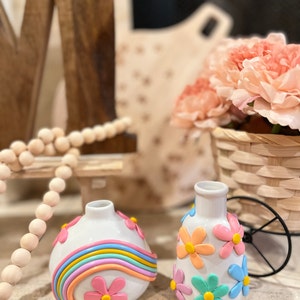 レトロな折衷的なカラフルなつぼみの花瓶/かわいい陶器の花瓶