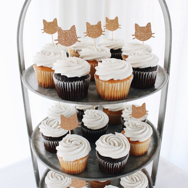 Hooqict Cupcake-Ständer Mit Katzen-Motiv - 3 Etagen, Aus Pappe, Für Partys & Feiern