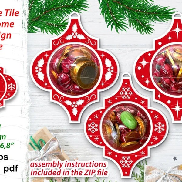 Snow Globes Candy Dome SVG Templates| Christmas Candy Holder Svg ...