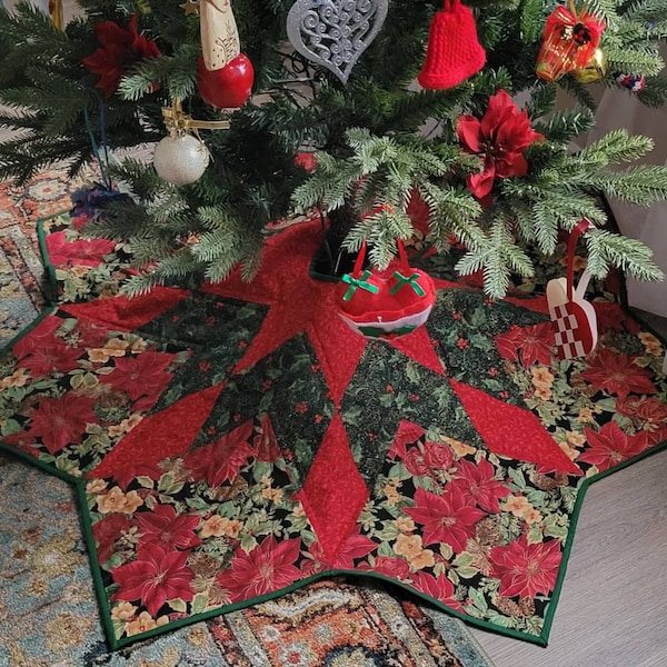 Quilted Christmas Tree Skirt Pattern DIGITAL PDF Strippy Tree Skirt