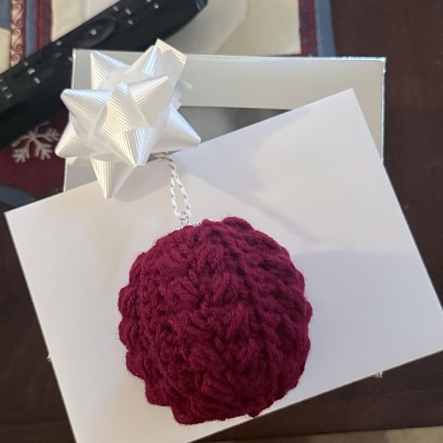 A customer's finished Snowy Wheat Stitch Ornament Crochet Pattern
