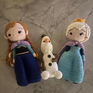 エルサとアナのプリンセスかぎ針編み人形 - アナと雪の女王、エルサと