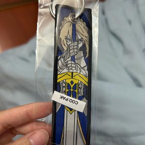 Saber Anime Embroidered Jet Tag Keychain - Etsy