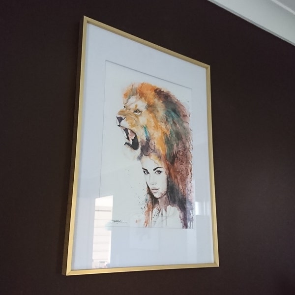 Lion Girl Limited Edition Watercolor Art Print by Slaveika Aladjova ...