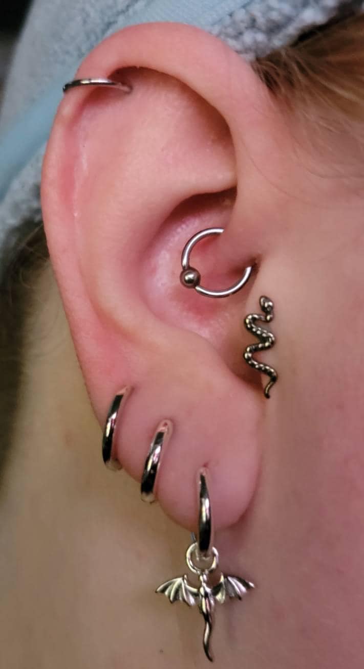 Tiny Dragon Huggie Hoop in Sterling Silver, Silver or Gold or Rose Gold, Dagon Dangle Hoop Earrings, Detachable and Interchangeable