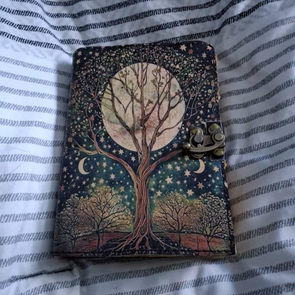 Tree of Life Leather Journal Handmade 400 Pages Grimoire Book of ...