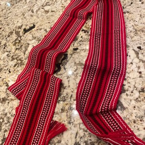 Ukrainian hand woven sash Cossack red black & white girdle | Etsy