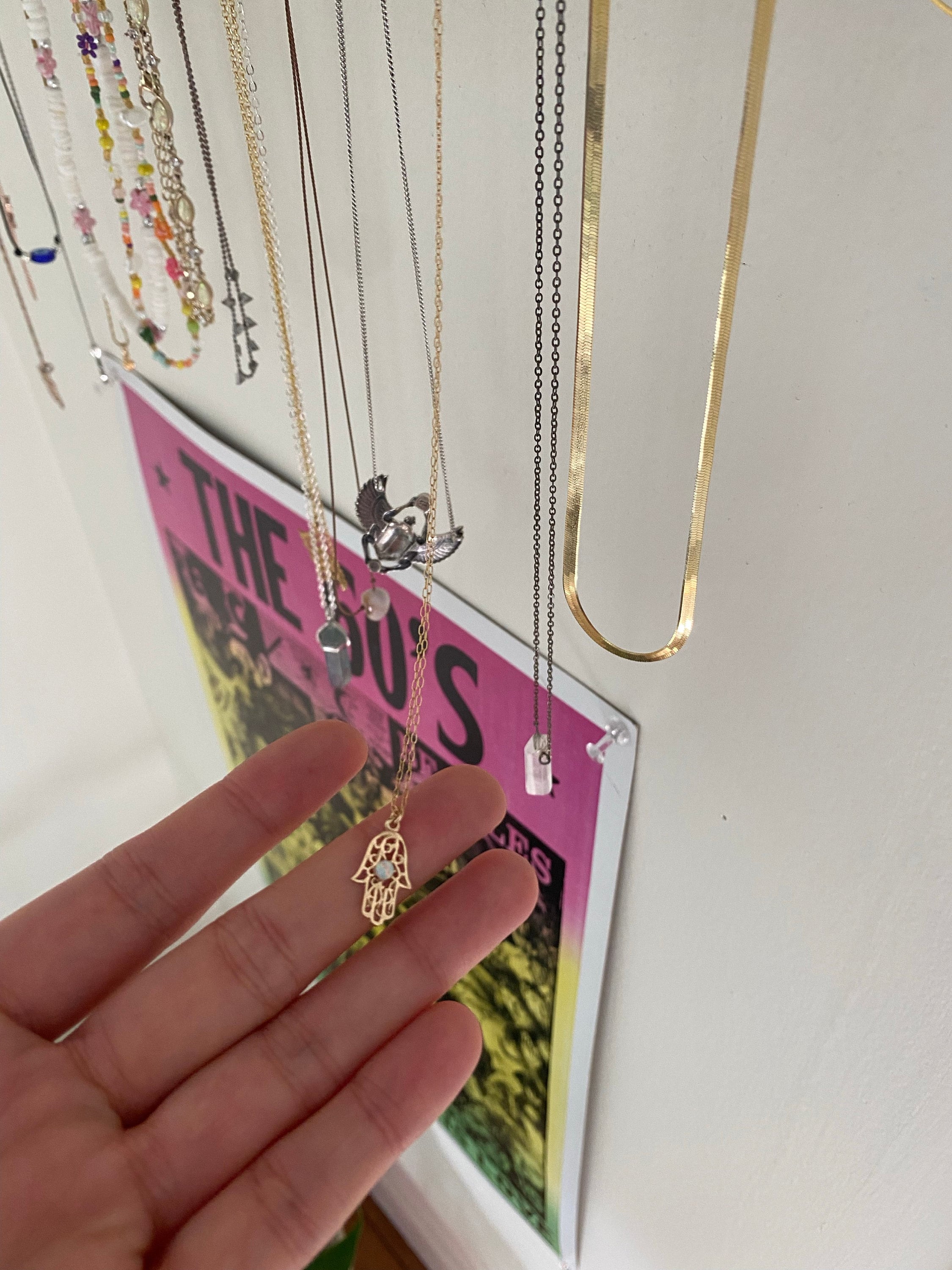 Opal hamsa necklace, gold Hamsa necklace, gold hand necklace, Delicate gold necklace, gold hand blue opal necklace, synthetic opal