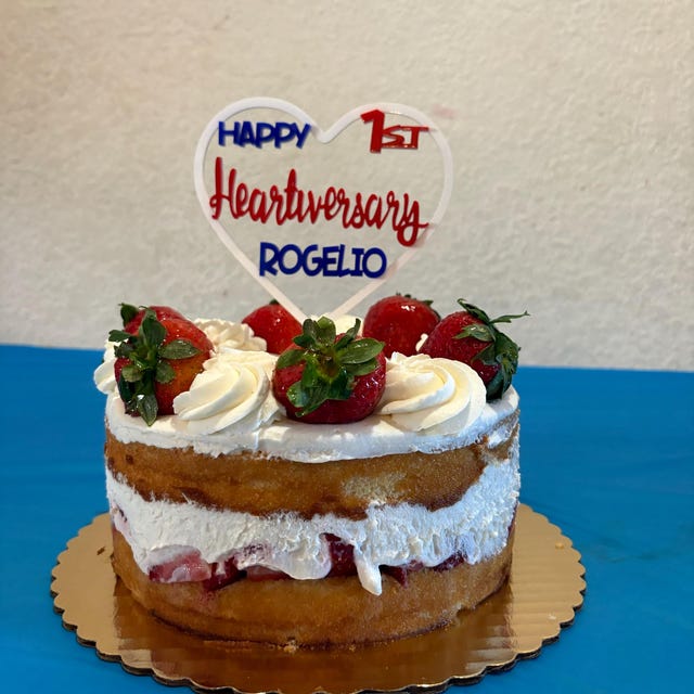 Personalized Heartiversary Cake Topper - Heart Warrior - Open
