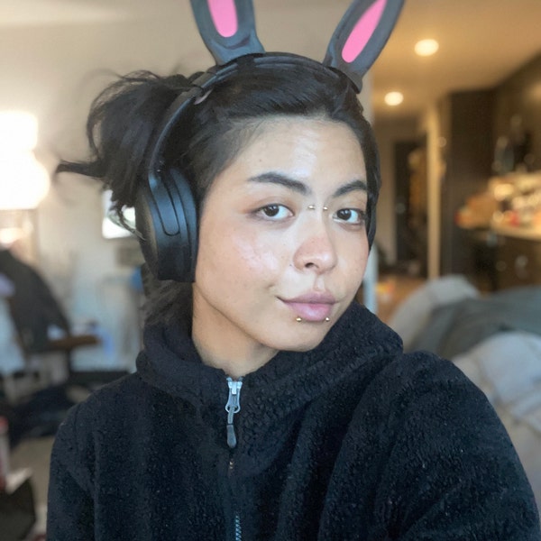 Human With Rabbit Headset Bunny Ears for Headphones - Cosplay Rabbit Headset Accessories ...