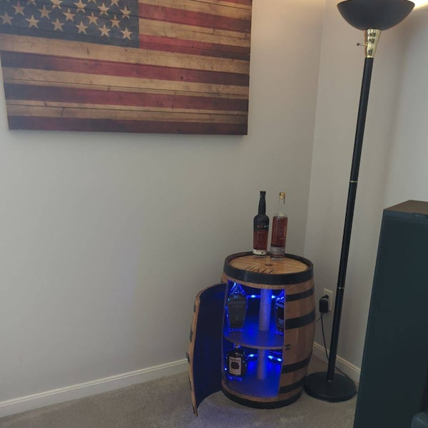 30 Gallon Double Shelf Rotating Bar Either Stain (28