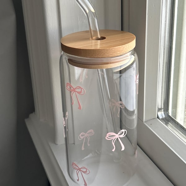 Pink Bow Cup | Coquette Bow Glass | Cute Bow Glass With Straw | Gift ...