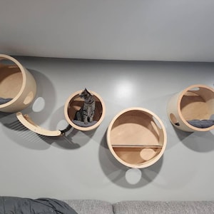 SET HOUSES for CATS, Modern Cat Furniture, Gift for Cat Lover, Cat Gift, Cat House, Cat Shelf, Cat wall Tree, Modern Wall