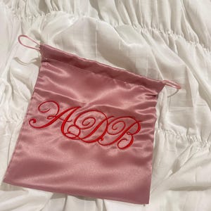 Satin Custom Monogram Embroidery Dust Bag Handmade in USA High End Quality Personalization Storage Bag Gift Bag Packaging