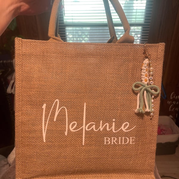 Custom Burlap Bridesmaid Gift Bag, Personalized Bachelorette Tote - Etsy