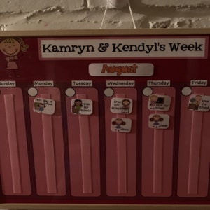 weekly kids calendar schedule activity chore chart etsy