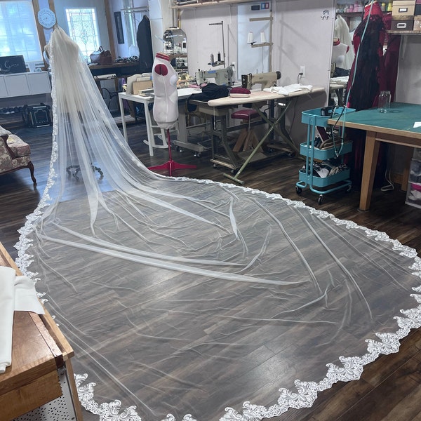Lace Edge Tulle Cathedral Veil Viola main image 0