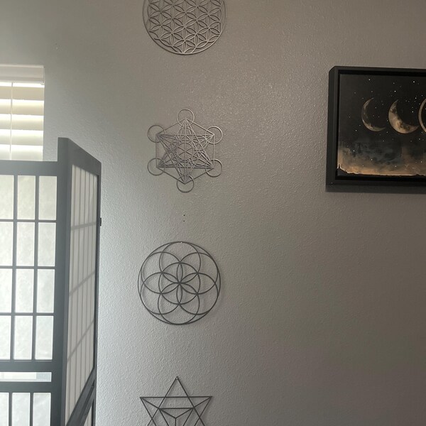 Sacred Geometry Metal Wall Art Set of 4, Home Meditation Metal Yoga ...