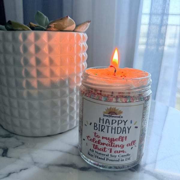 Happy Birthday Candle, Custom Birthday Candle Gift, Candle With ...