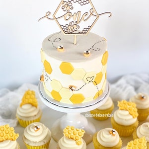 Happy 1st Bee Day Birthday Cake Topper - Wild One Gold Glitter Cake Décor -  Spring Holidays Bumble Honey Bee Honeycomb Baby's First Barthday Party