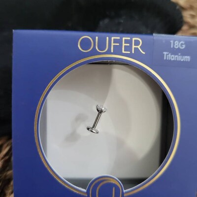 14K White Gold Threadless Push in CZ Labret Stud/tragus/cartilage/conch ...