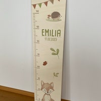 Personalisiertes Kinder Messlatte Holz - 4-tlg Set 30x15cm, Mit Tiermotiven