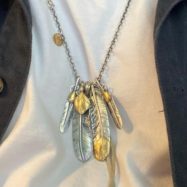 Japan Takahashi Goro Silver Feather Leather Necklace