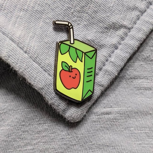 Apple Juice Box Enamel Pin Cute Hard Enamel Pin Food Pin Adorable