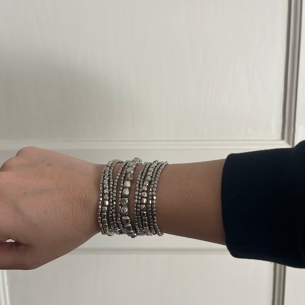 Pebbles Beige Stretchy Bracelet