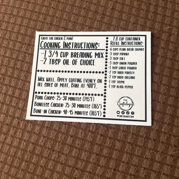 BACK LABELS ONLY - You Pick Craftologist Pantry Recipe Labels for Your ...