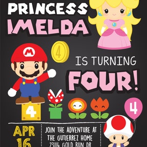 Mario Princess Peach Birthday Party Supplies, Pin the Sticker on the Party  Game Poster, Mario Princess Peach Party Favors, Mario Princess Peach Party