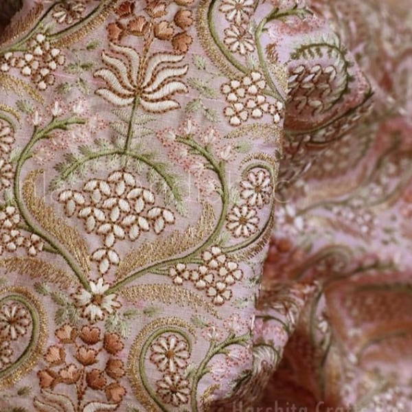 Pink Embroidered Fabric Brooklyn