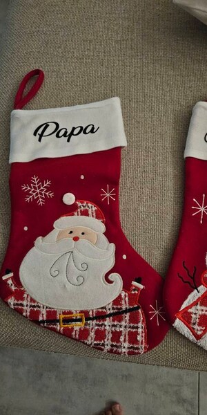 Chaussette De Noël Personnalisée Brodée - Grande Taille 48 Cm - Avec Prénom - Pour Cheminée, Cadeau Familial