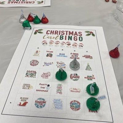 100 Christmas Carol Bingo Cards Printable Game for Kids and Adults ...